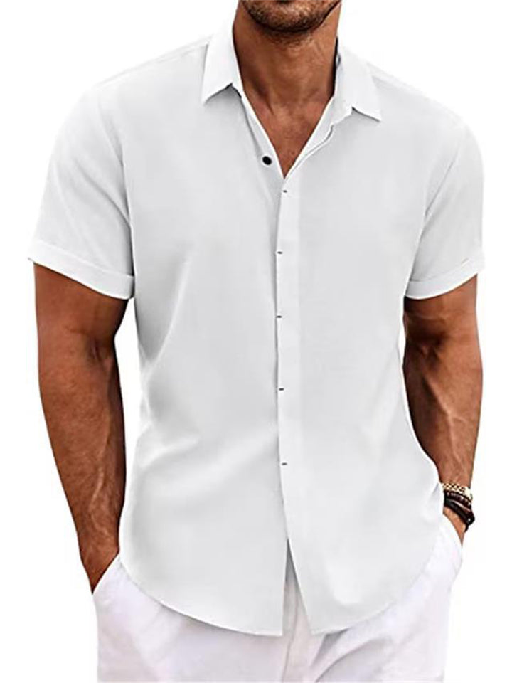 Men's Relaxed Fit Short Sleeve Lapel Button Summer Shirt