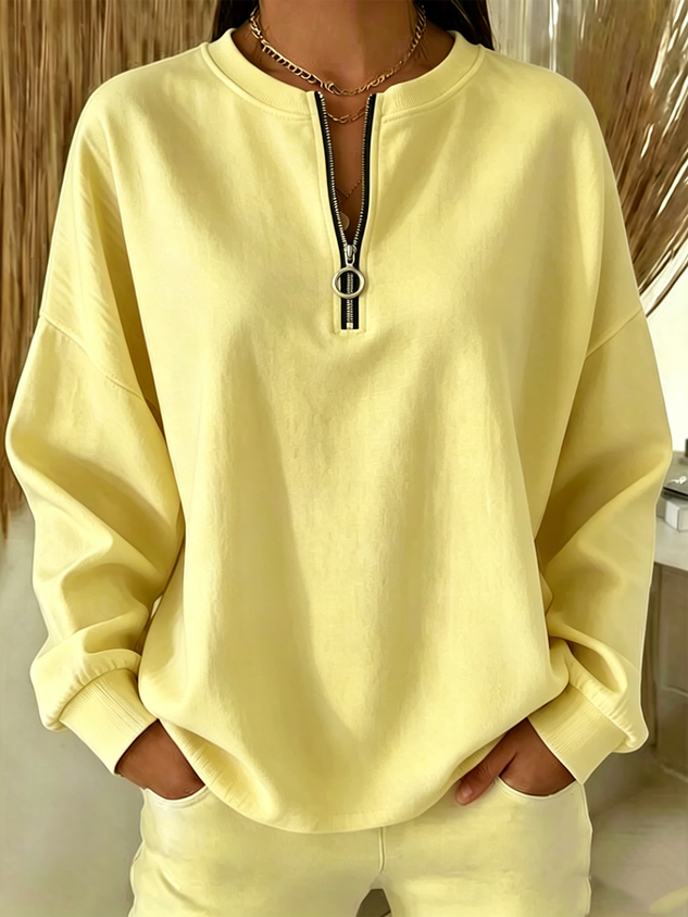 New Arrivals🔥Women Plain Crew Neck Vintage Long Sleeve Sweatshirt