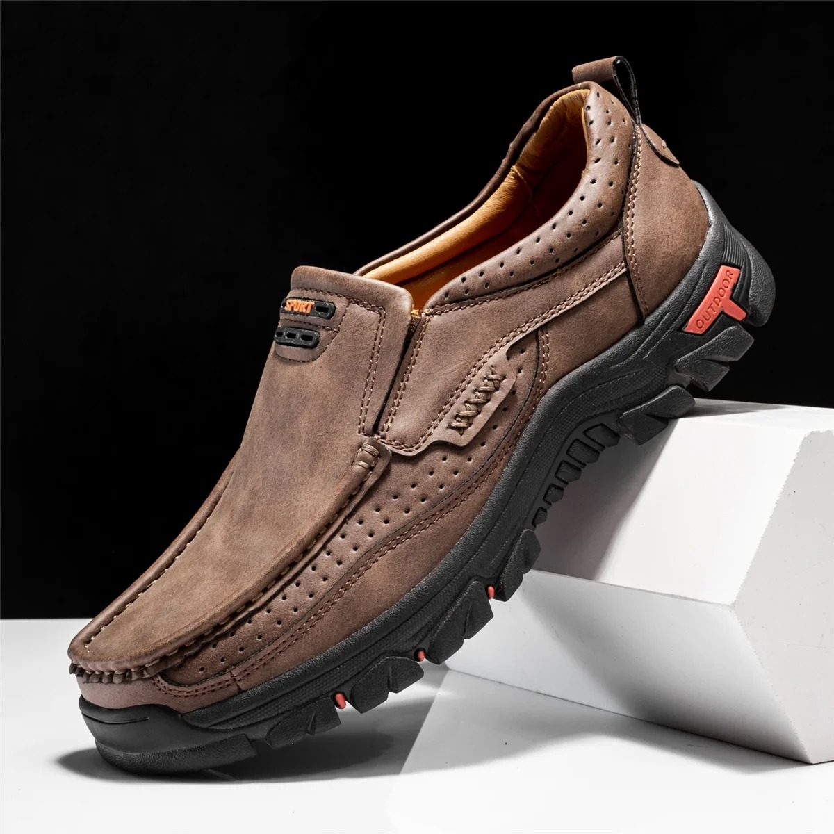Orthopedic Walking Genuine Leather Slip On Loafers