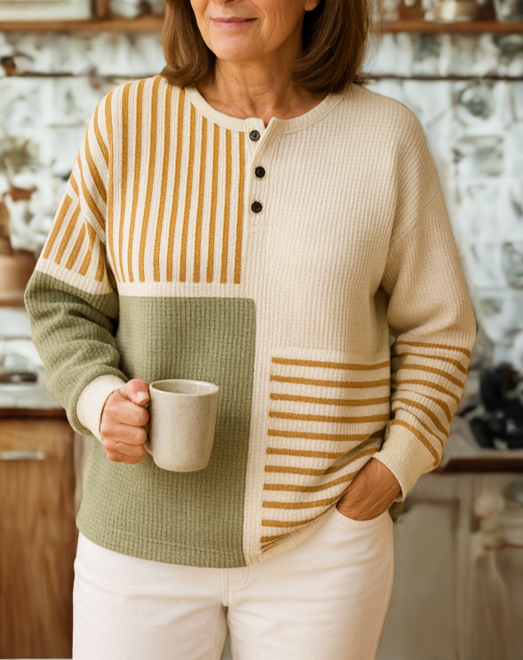 Double-Layer Waffle Knit Top