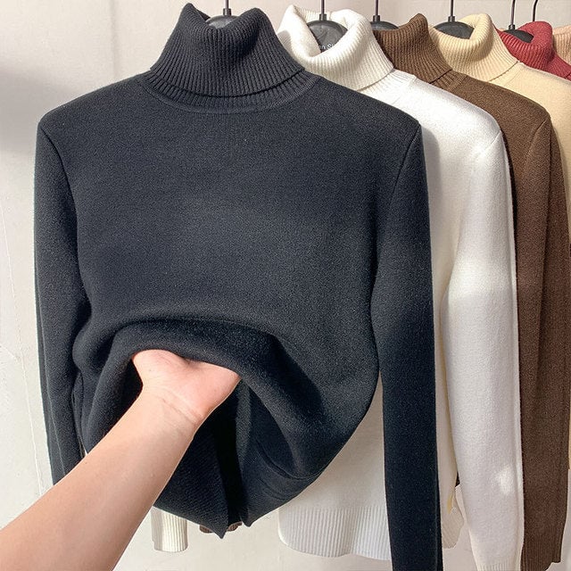 Winter fleece thick knitted bottoming shirt