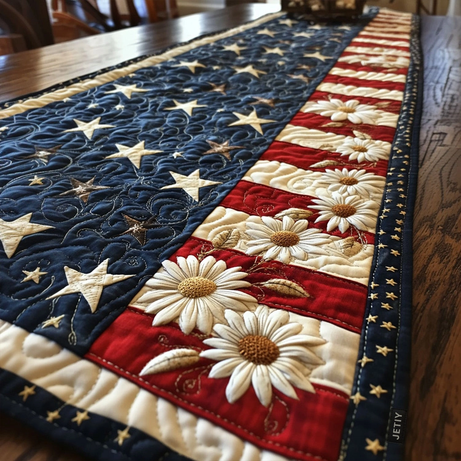 Swirl Pattern Quilted Table Runner
