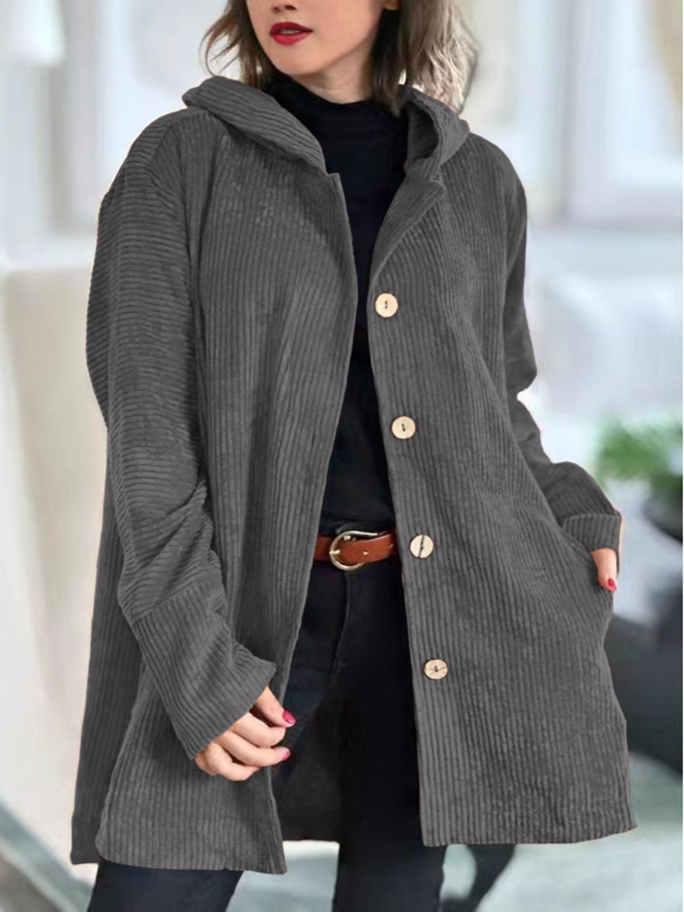 Cozy Corduroy Hooded Jacket