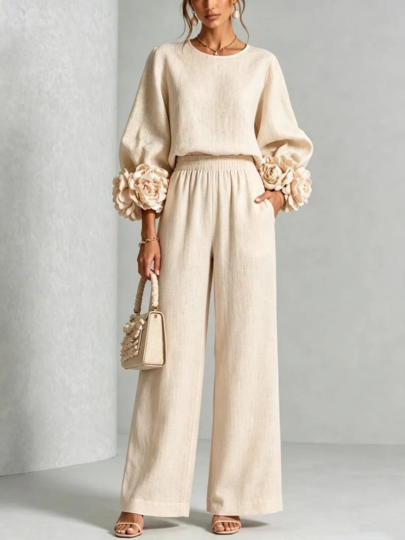 Camellia Cuff Set in Oat