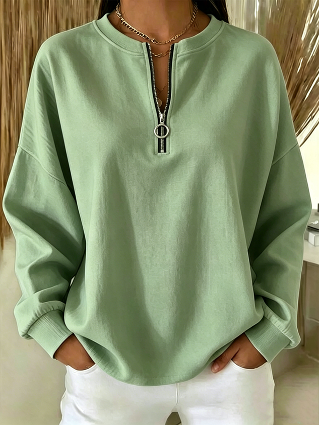 New Arrivals🔥Women Plain Crew Neck Vintage Long Sleeve Sweatshirt