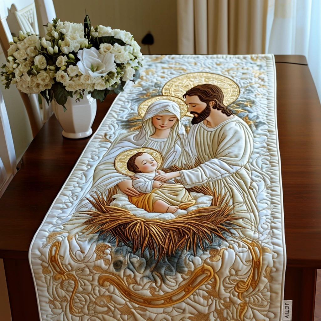 Swirl Pattern Quilted Table Runner