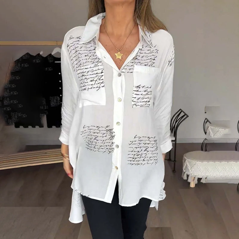 Letter Print Fashion Lapel Shirt