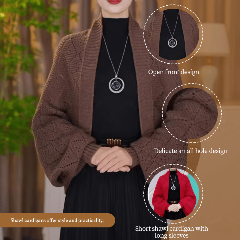 Fashion Hollow Out Knitted Shawl Coat