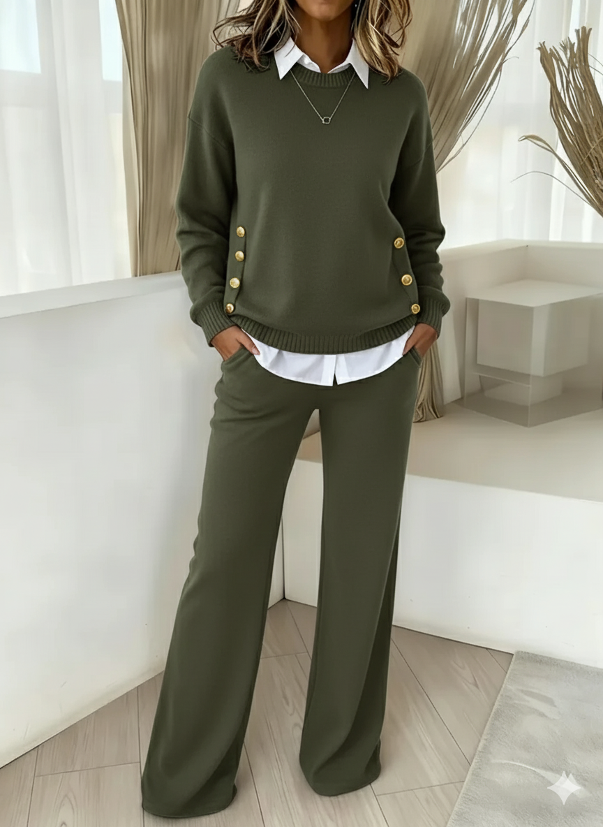Women's Comfortable Two-Piece Pullover Sweater and Pants Set