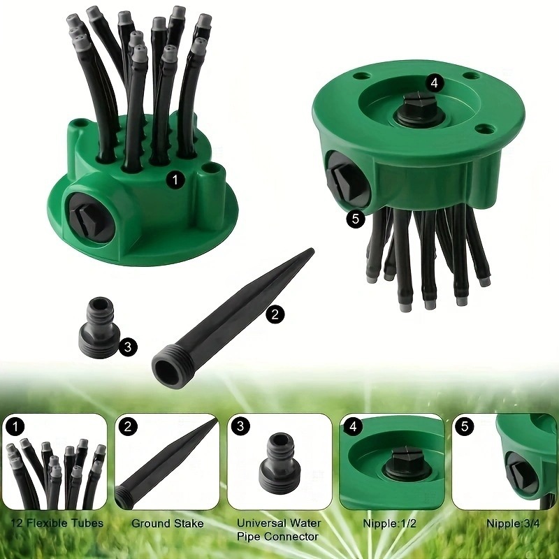 360° Multi-Directional Lawn Sprinkler - Precision Garden Irrigation with Flexible Spray Nozzles
