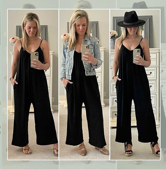 Plus Size Women Fashion Wide Leg Suspender Jumpsuit with Pockets Curvy Overalls
