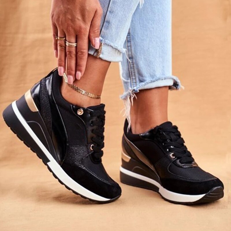 Women Arch Support Comfy Breathable Height Increase Sneakers