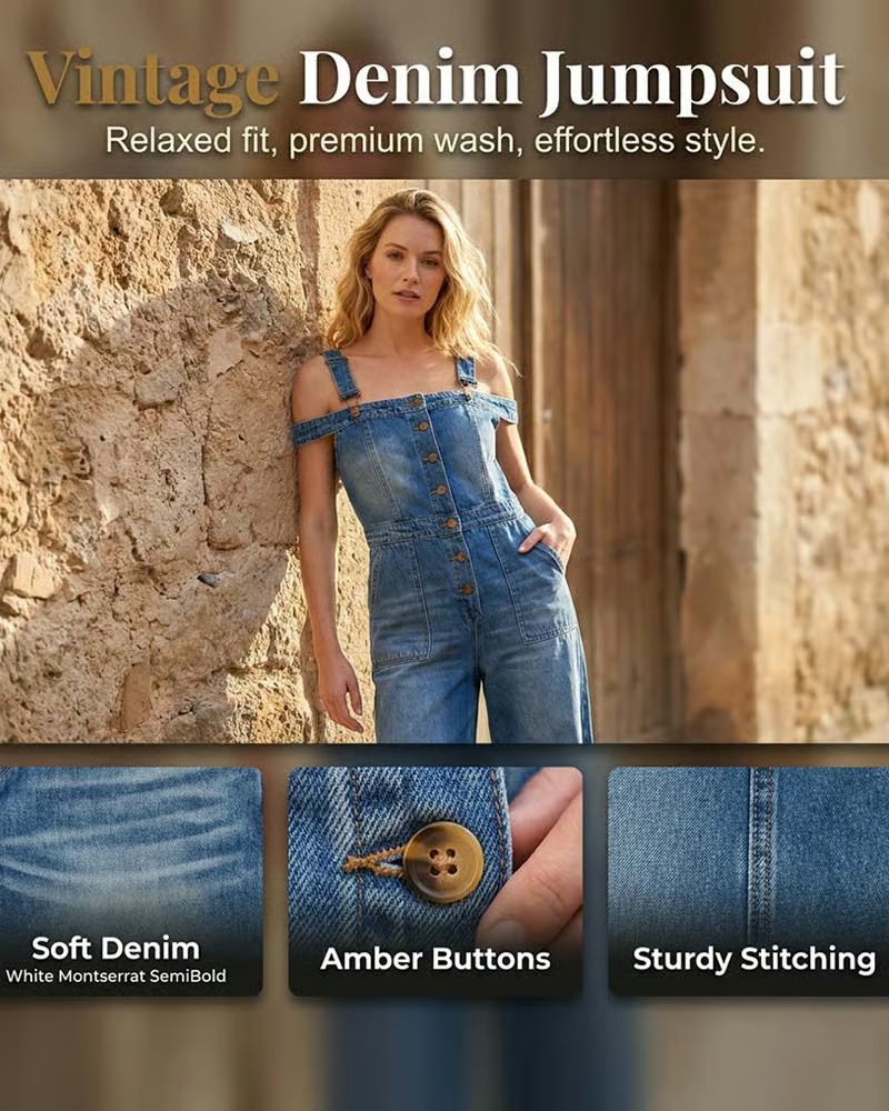 Spaghetti Strap Cold Shoulder Wide-Leg Denim Jumpsuit