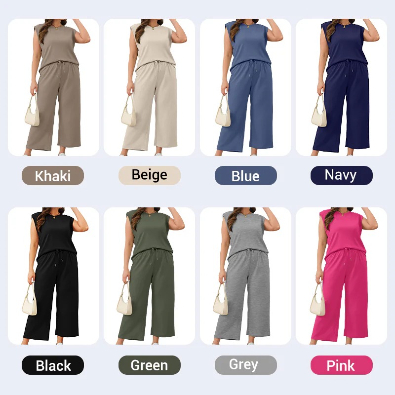 2025 New Women's Casual Sleeveless Top & Wide-Leg Pants Set