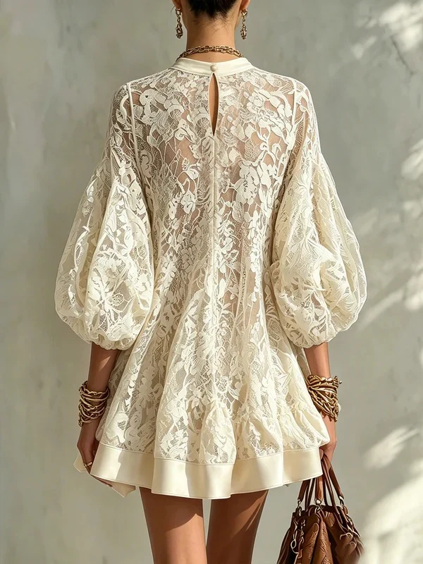 Stylish And Elegant Floral Lace Loose Mini Dress