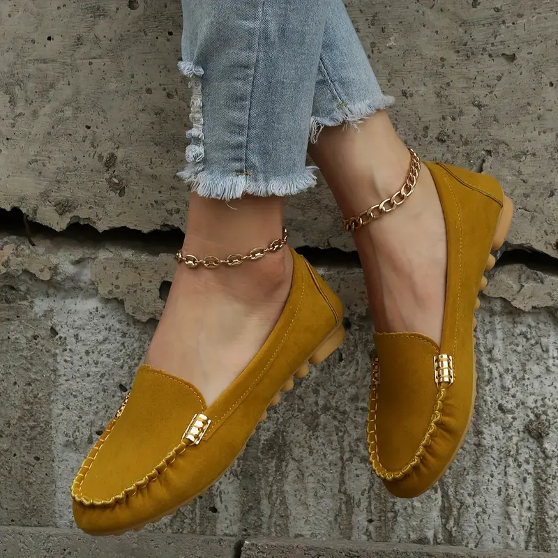 🔥Hot Sale🔥 Round-Toe Flats,Breathable Orthopedic Slip On Walking Shoes