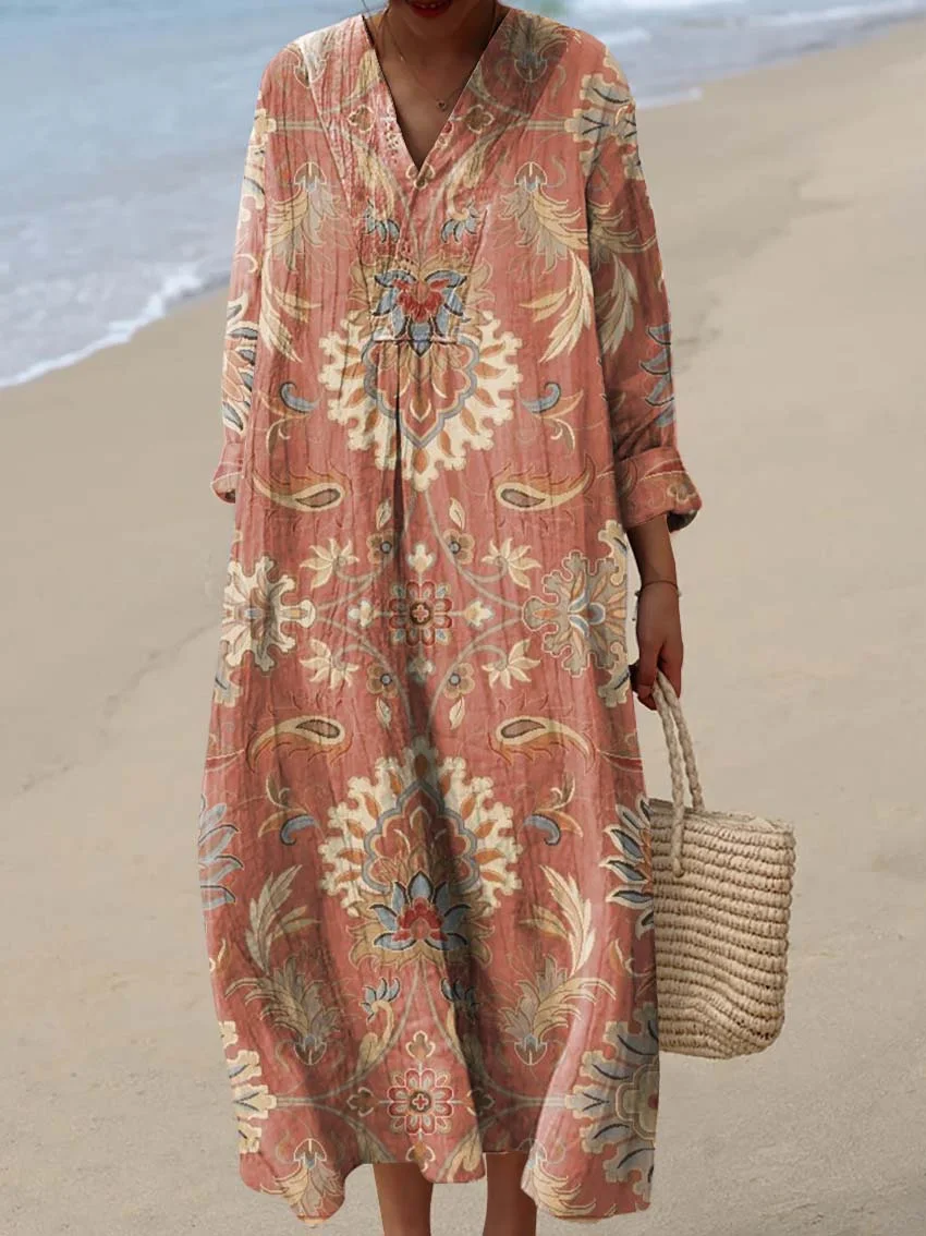 Women's Abstract Pattern Art Print Cotton Dress