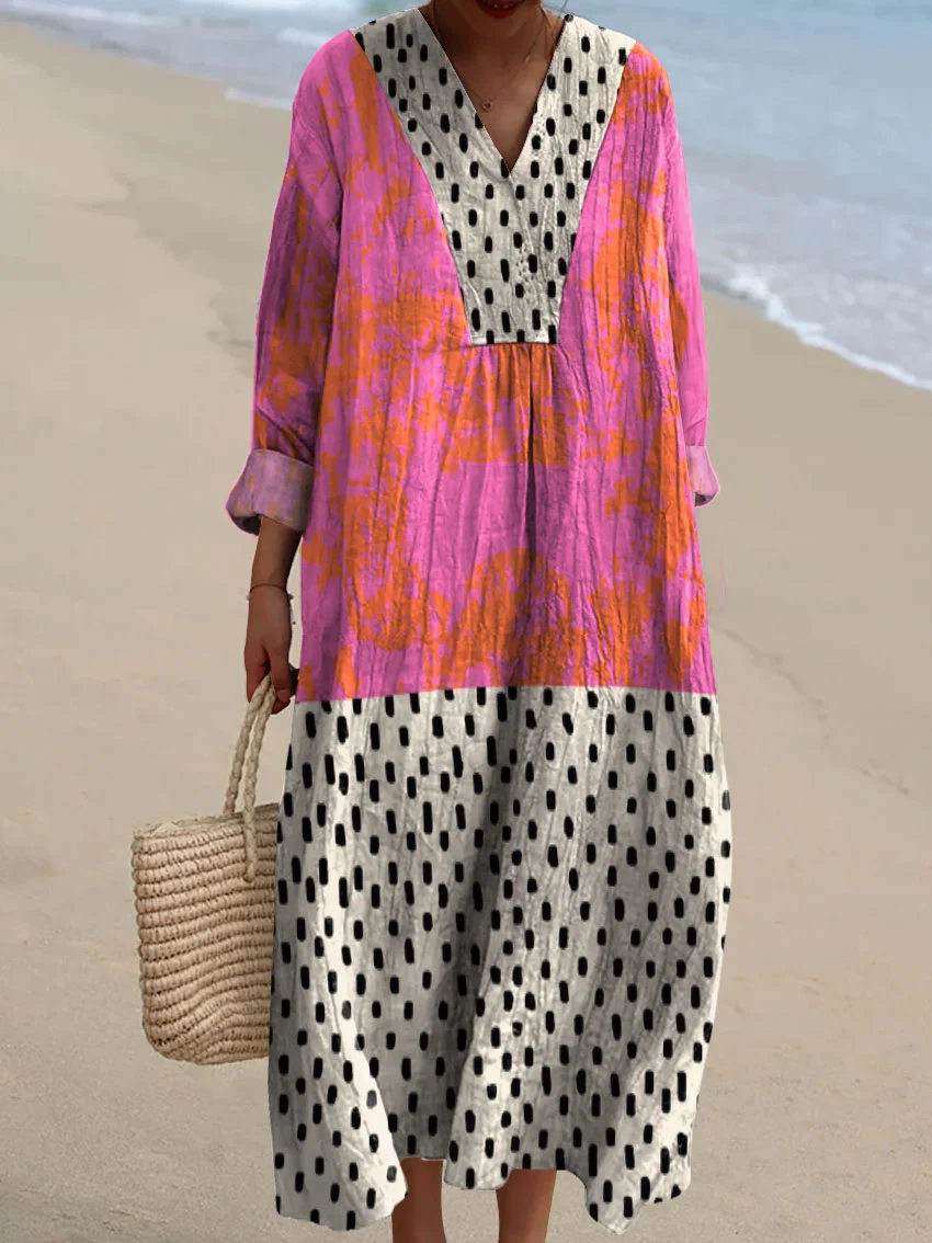 Women's Abstract Pattern Art Print Cotton Dress - Series5