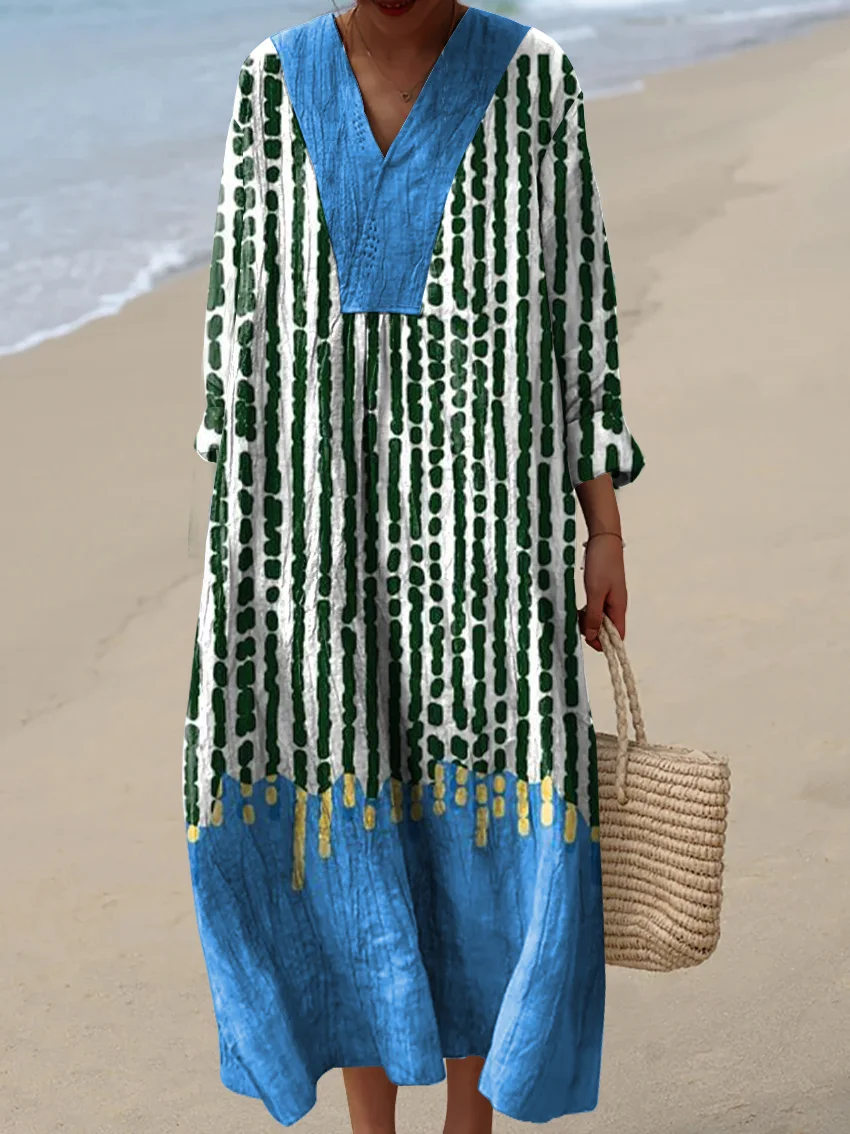 Women's Vintage Abstract Geometry Art Print Dress