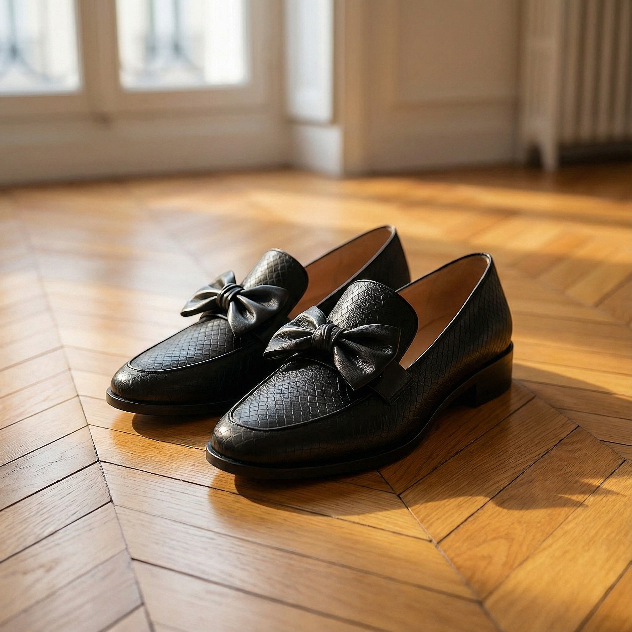Bow Loafers Women – Slip On Shoes With Knotted Bow Detail & Pointed Toe