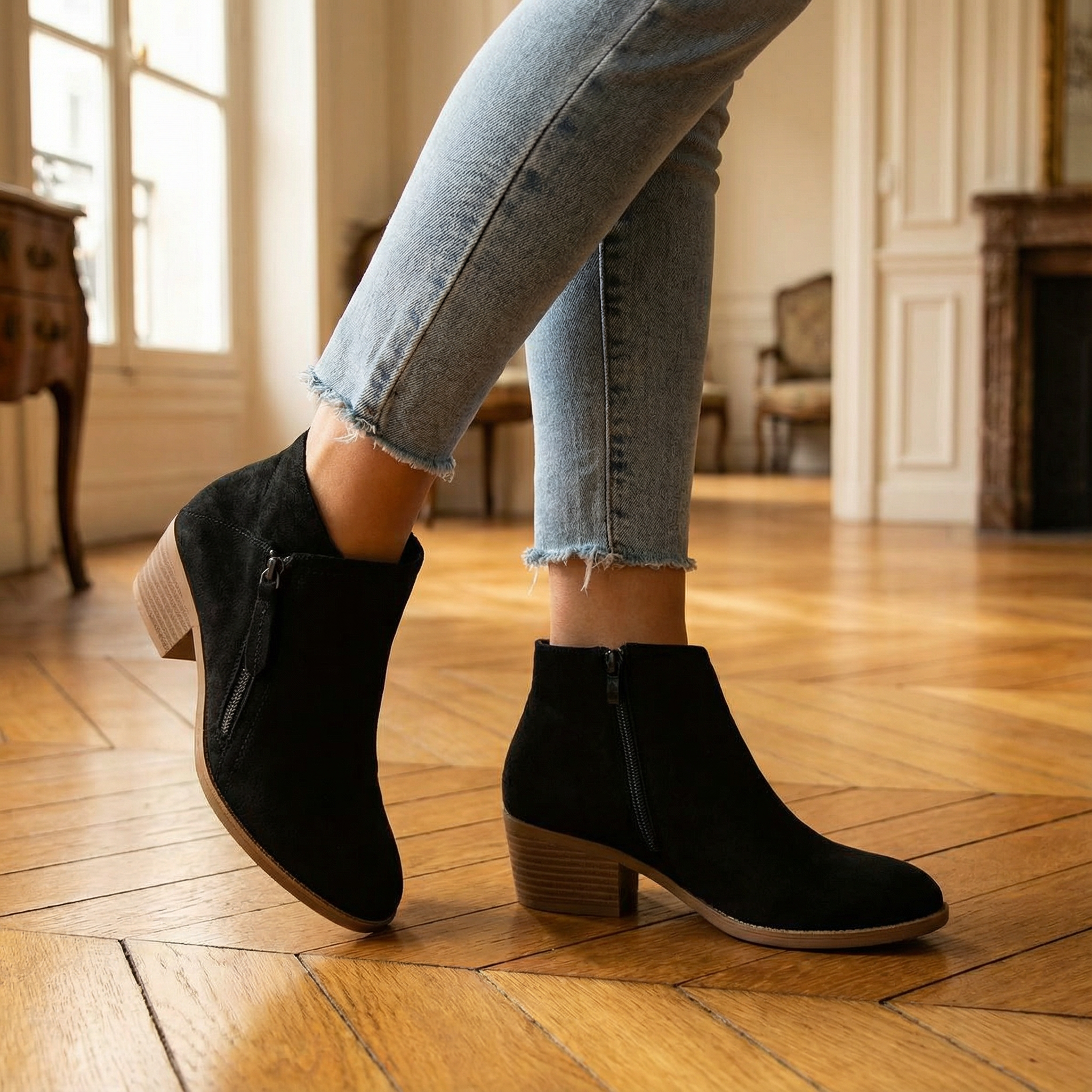 Women Ankle Boots – Comfortable Side Zip Low Heel Stylish Footwear For Everyday Wear