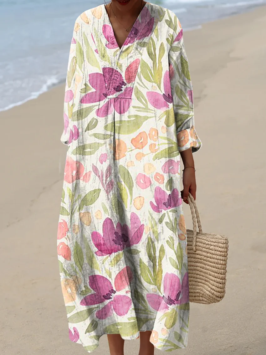 Women's Abstract Pattern Art Print Cotton Dress - Series9