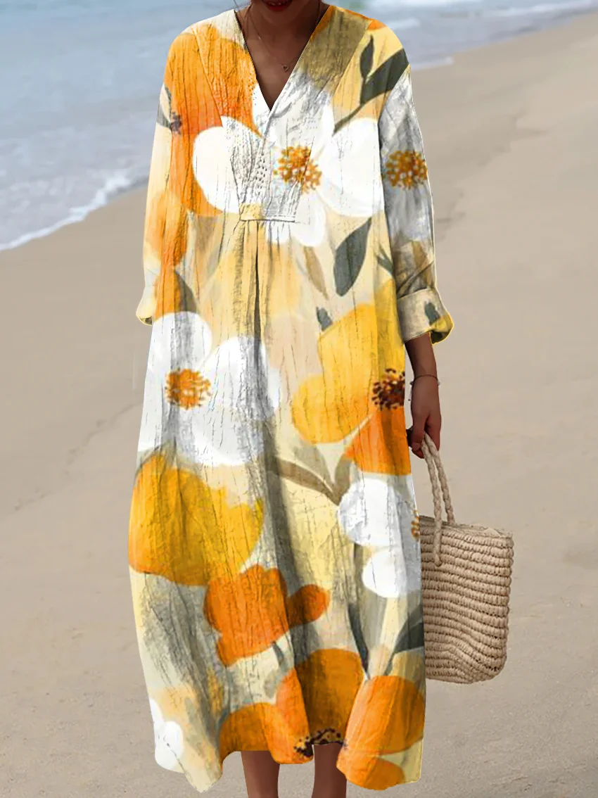 Women's Abstract Pattern Art Print Cotton Dress - Series9