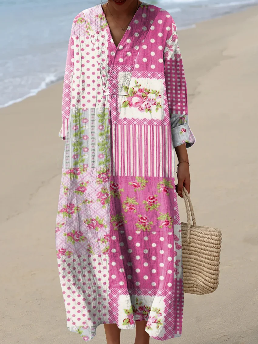 Women's Abstract Pattern Art Print Cotton Dress - Series9