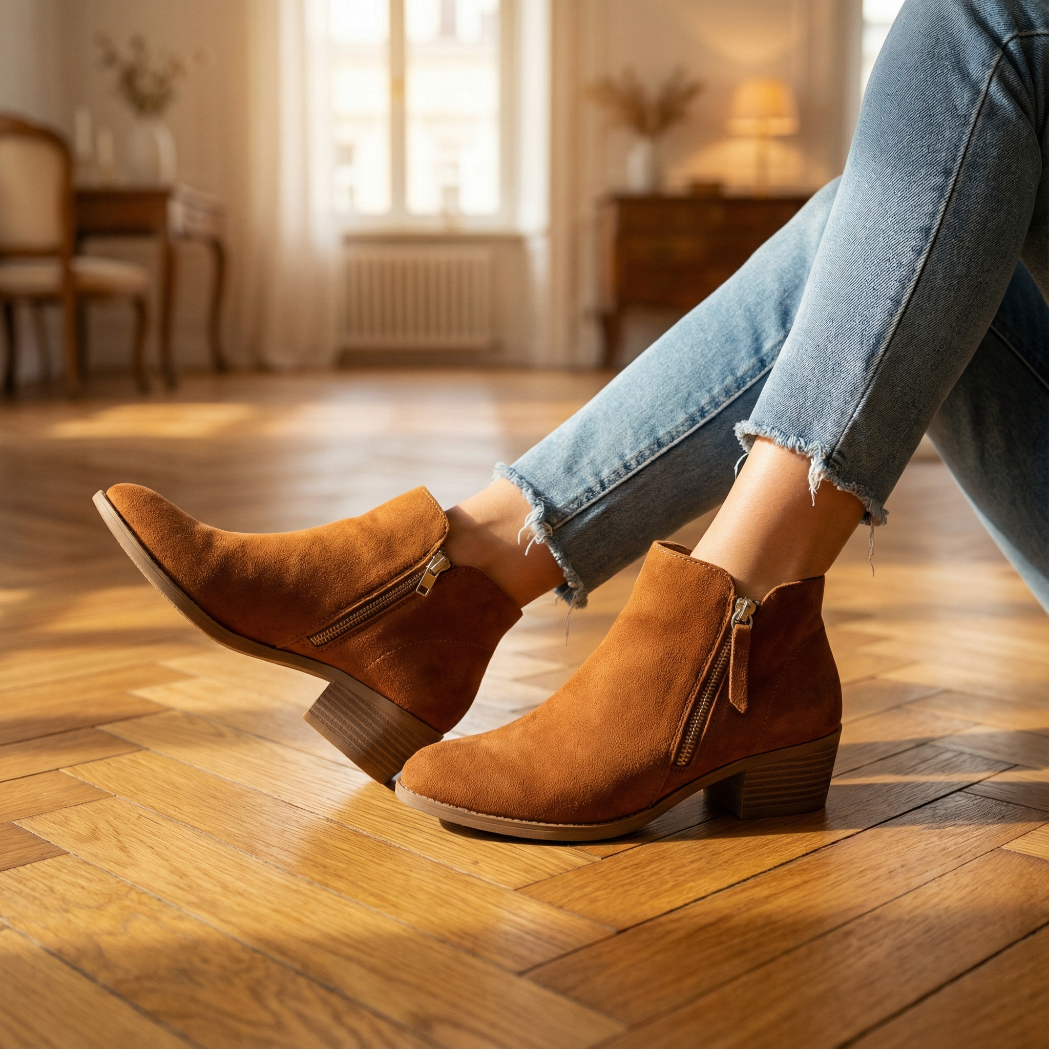 Women Ankle Boots – Comfortable Side Zip Low Heel Stylish Footwear For Everyday Wear