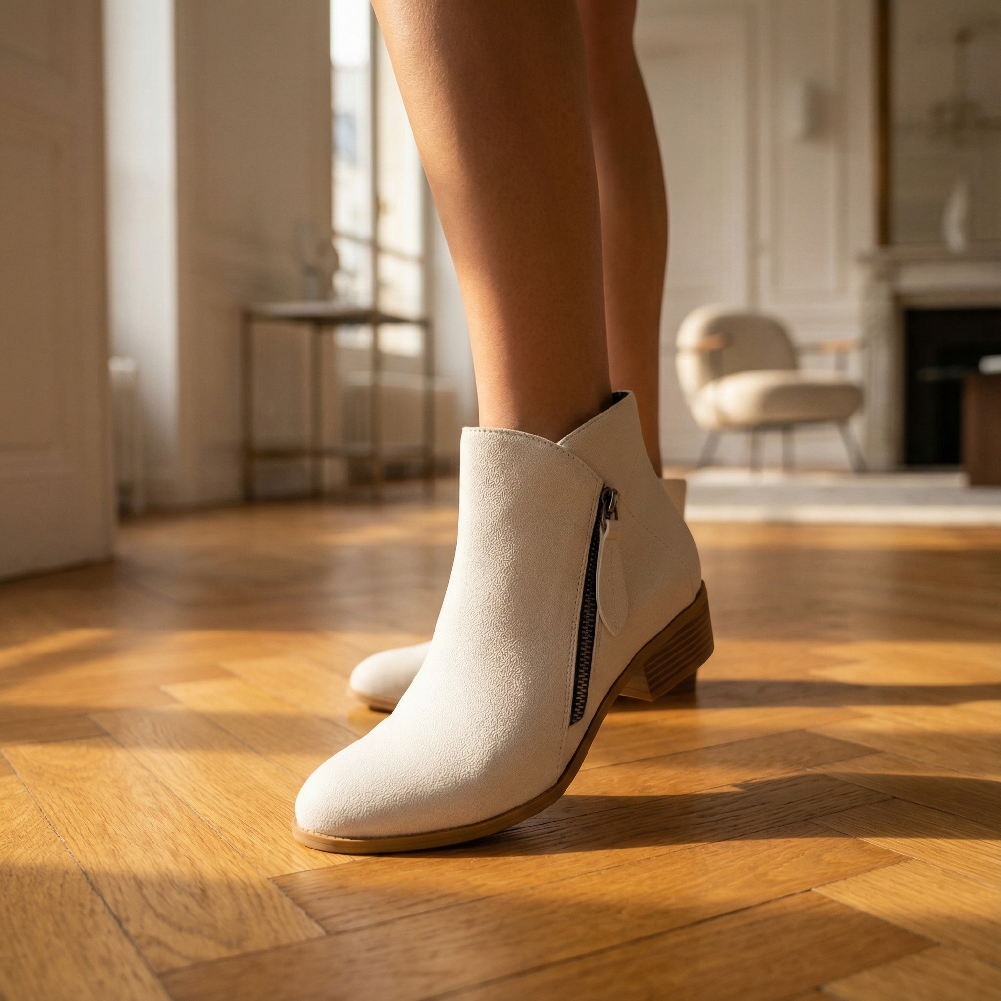 Women Ankle Boots – Comfortable Side Zip Low Heel Stylish Footwear For Everyday Wear