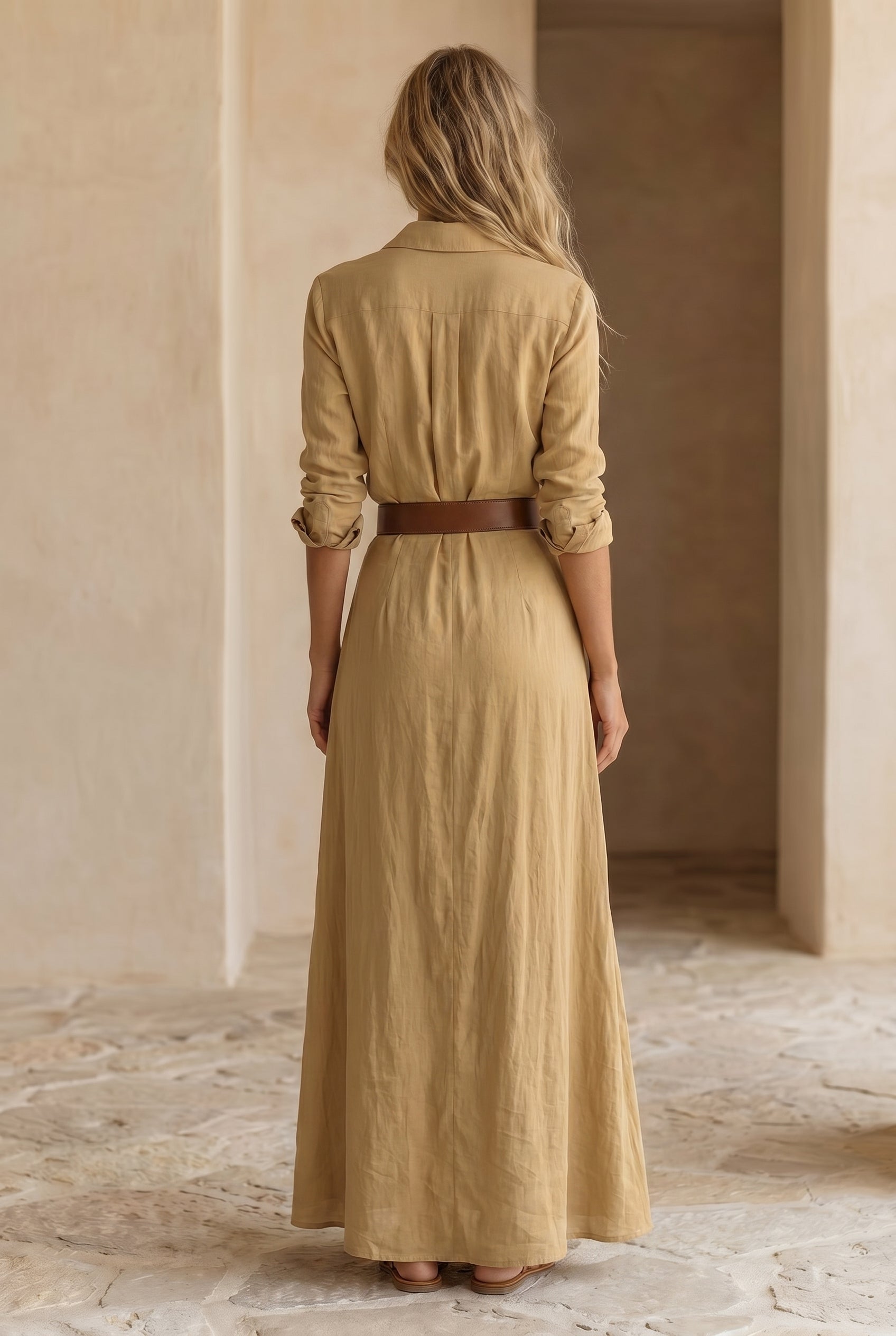 Elvira dress styled with sandals