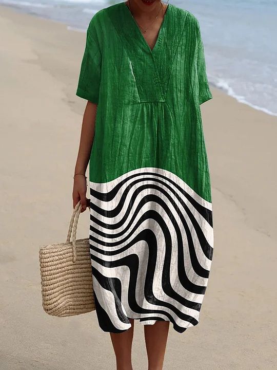 Women's Vintage Abstract Geometry Art Print Dress