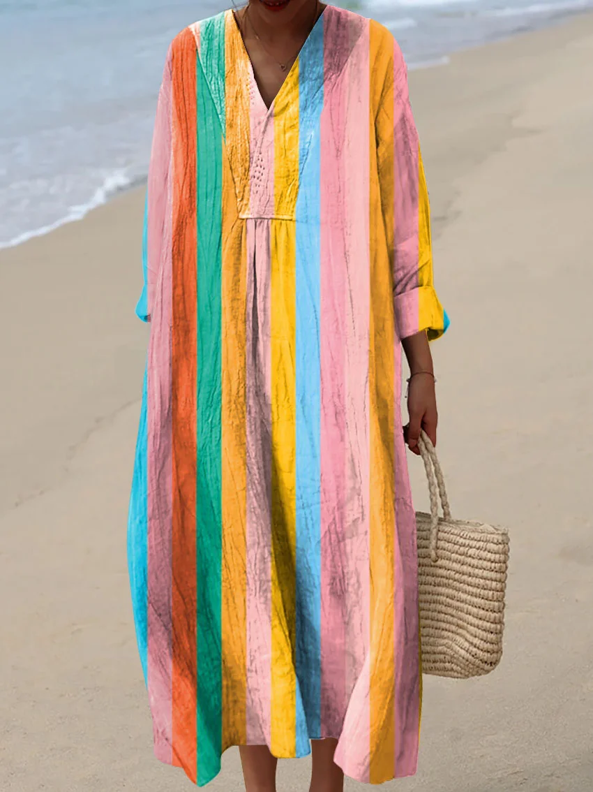 Women's Abstract Pattern Art Print Cotton Dress - Series9