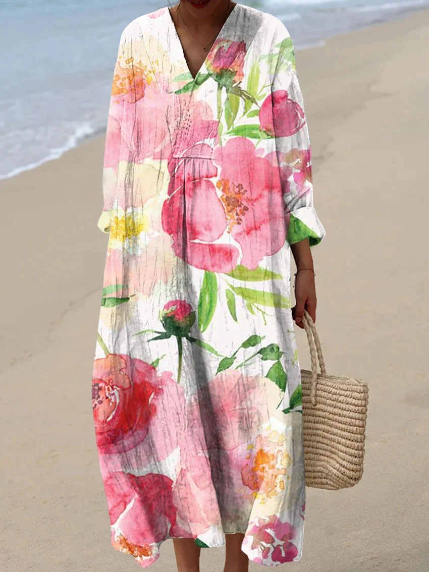 Women's Abstract Pattern Art Print Cotton Dress - Series9