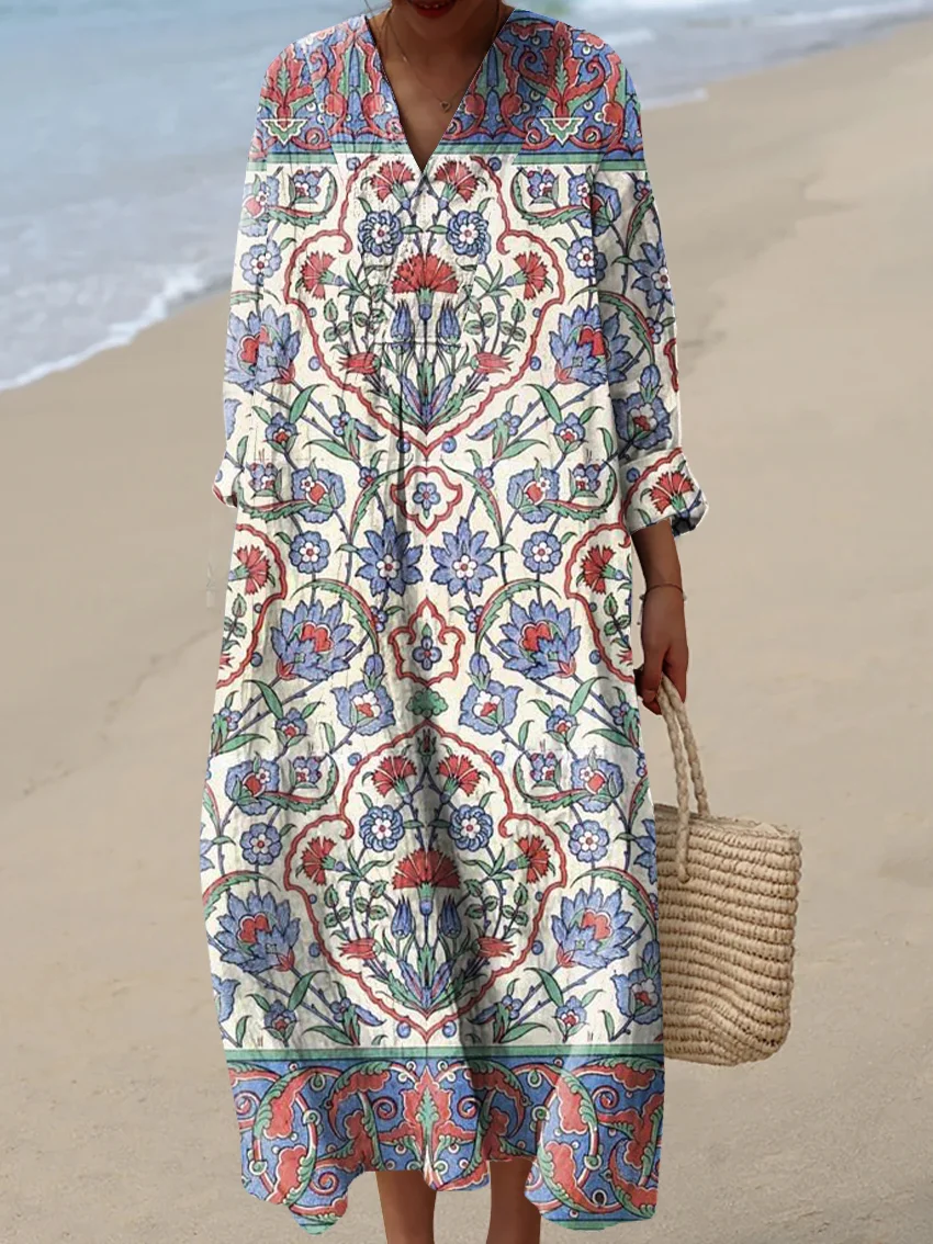 Women's Abstract Pattern Art Print Cotton Dress - Series9