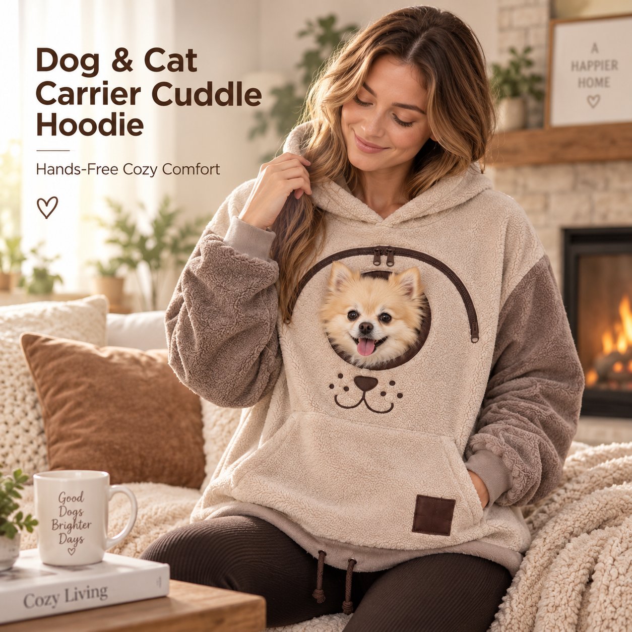 🔥HOT SALE  70% OFF 🐾 Cozy Pet Carrier Hoodie — Built-In Pouch for Cats & Small Dogs
