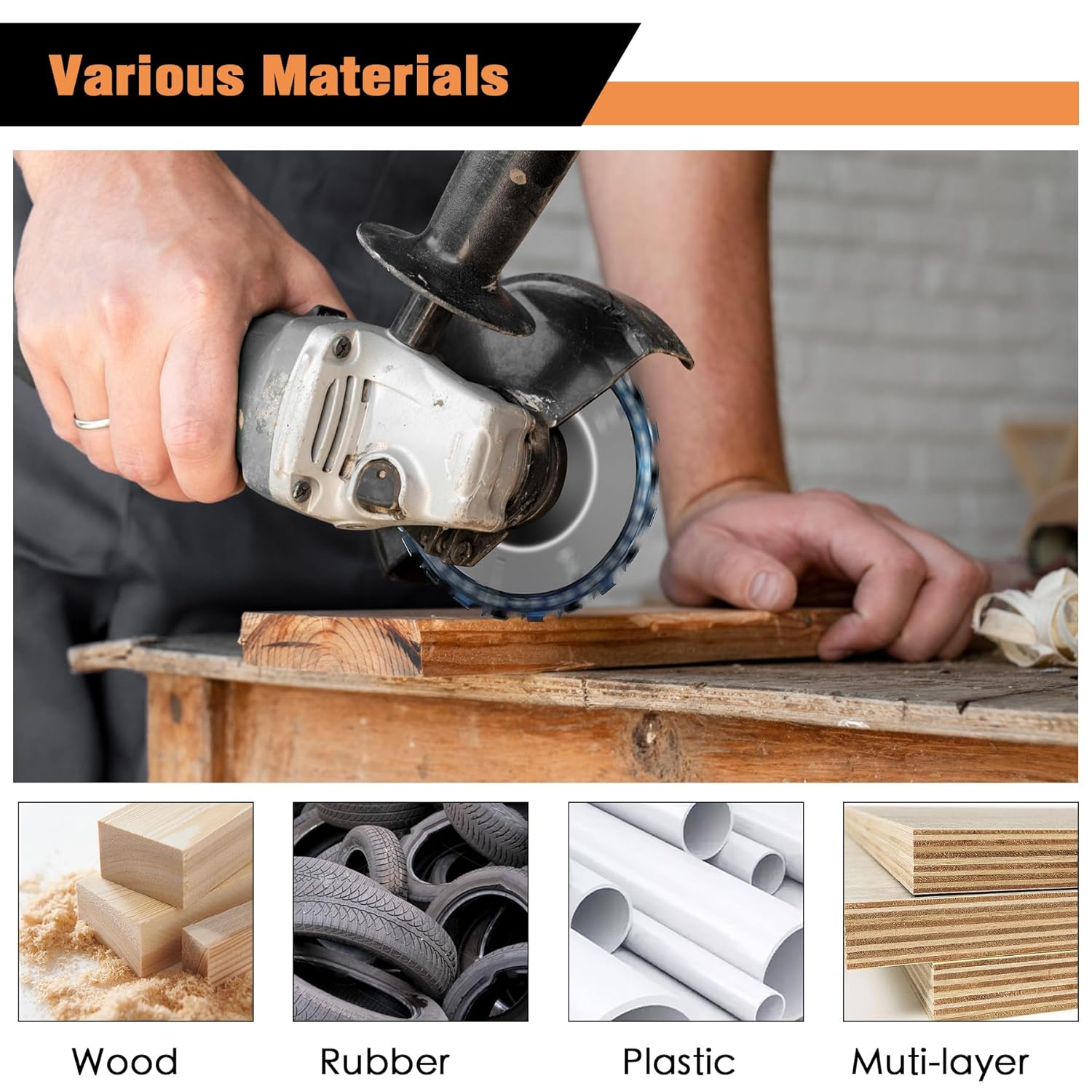 11PCS Wood Carving Disc Set for 4" or 4 1/2" Angle Grinder, Stump Tool Grinding Wheel Disc with 5/8" Adapter Ring, Woodworking Grinder Attachment for Cutting Shaping Carving Sanding Polishing disco decorte