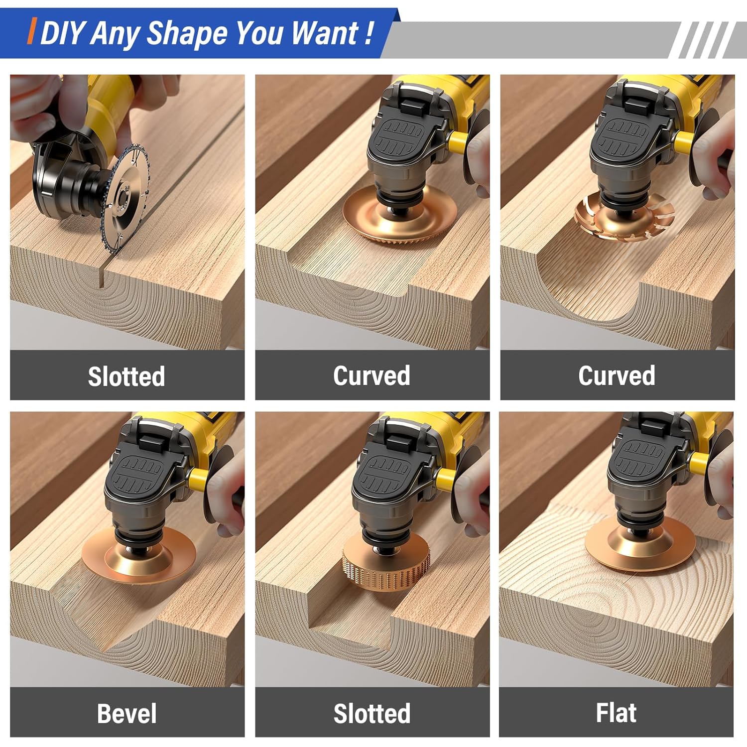 11PCS Wood Carving Disc Set for 4" or 4 1/2" Angle Grinder, Stump Tool Grinding Wheel Disc with 5/8" Adapter Ring, Woodworking Grinder Attachment for Cutting Shaping Carving Sanding Polishing disco decorte