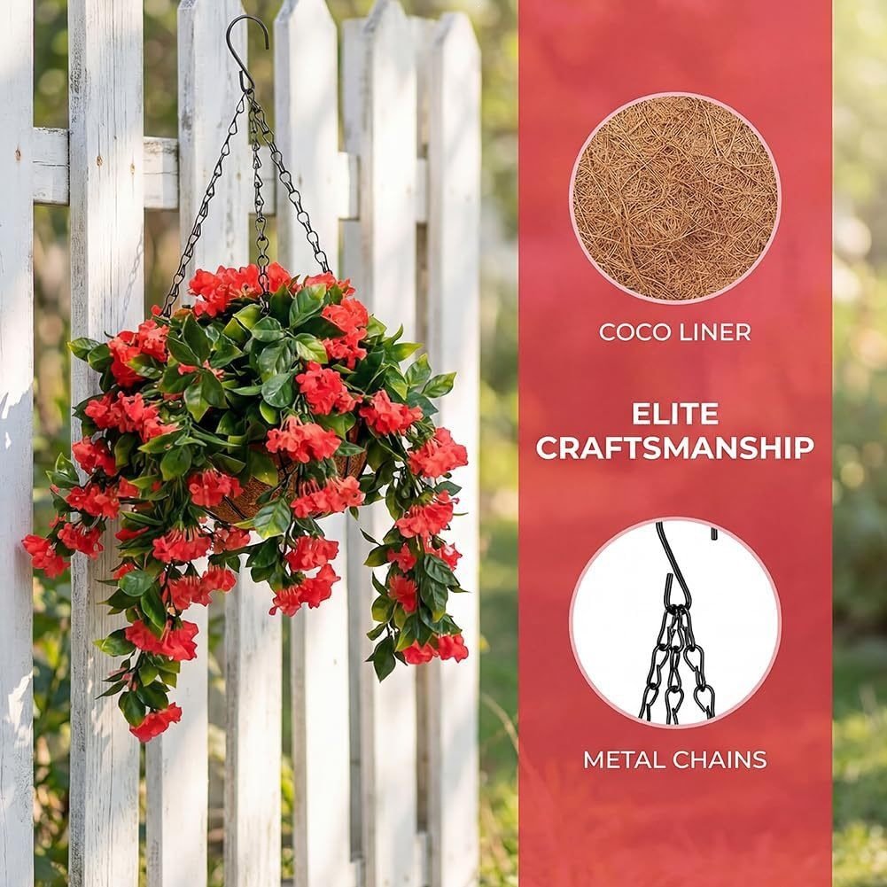 🌺 UV-Resistant Artificial Hanging Flower Basket