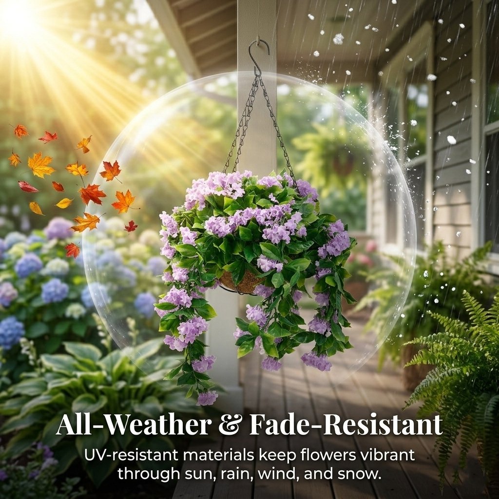 🌺 UV-Resistant Artificial Hanging Flower Basket