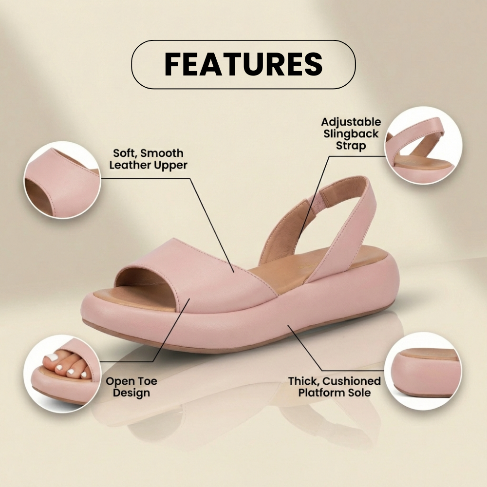 Orthopedic Leather Platform Sandals - Slingback Peep-Toe