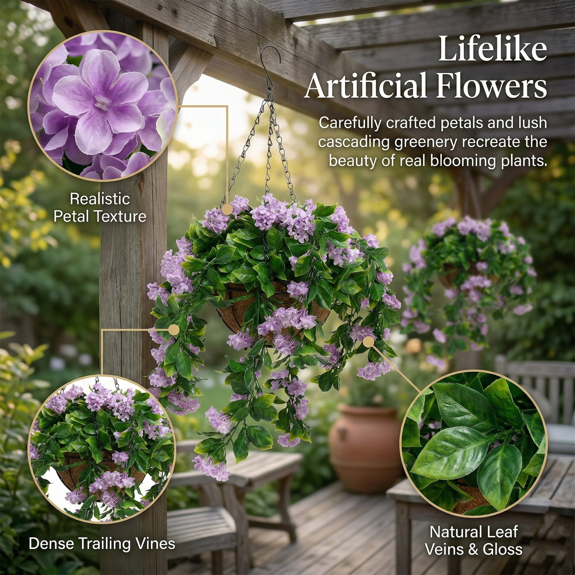 🌺 UV-Resistant Artificial Hanging Flower Basket