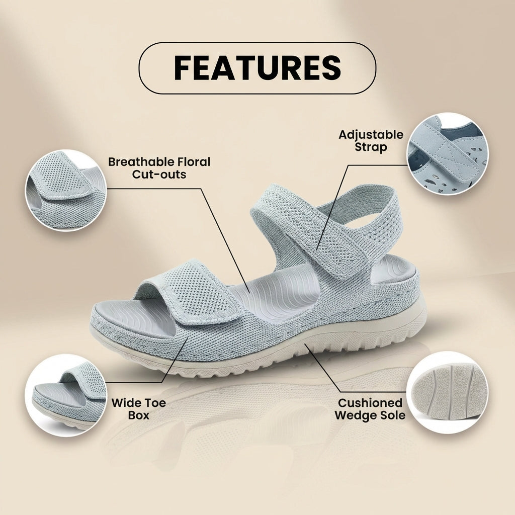 Orthopedic Mesh Sandals - Dual Strap Design & Textured Slip-Resistant Sole