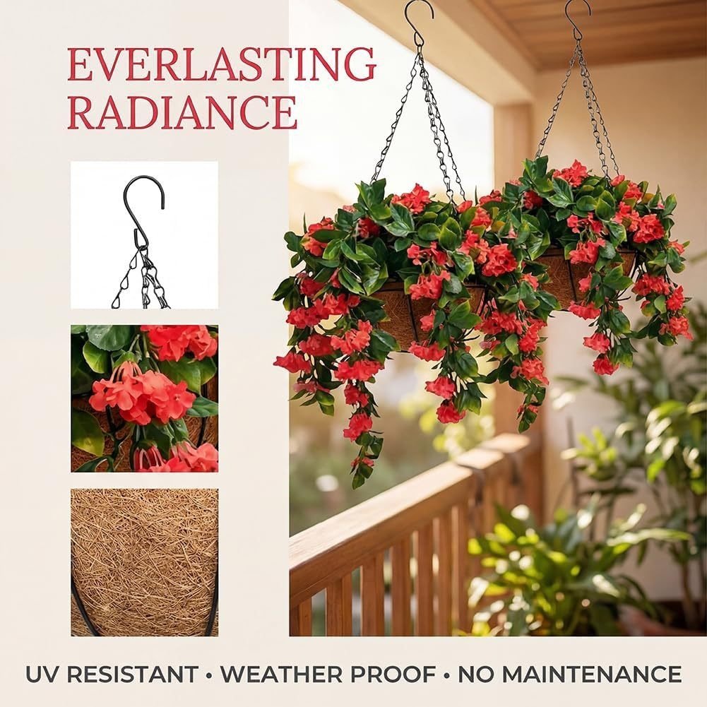 🌺 UV-Resistant Artificial Hanging Flower Basket