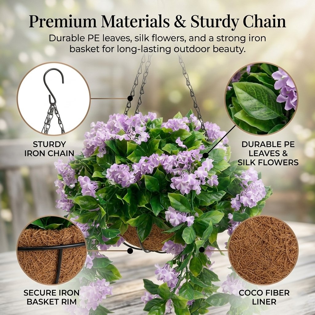🌺 UV-Resistant Artificial Hanging Flower Basket