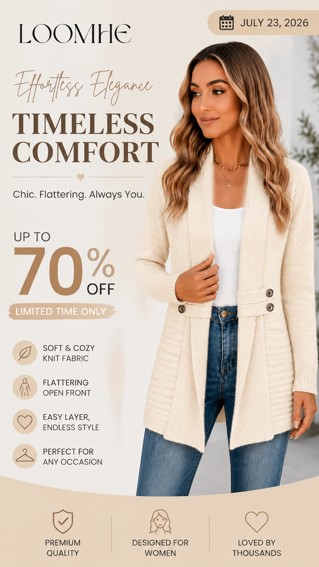 🔥49%OFF-Women's Button-Detail Longline Knit Cardigan