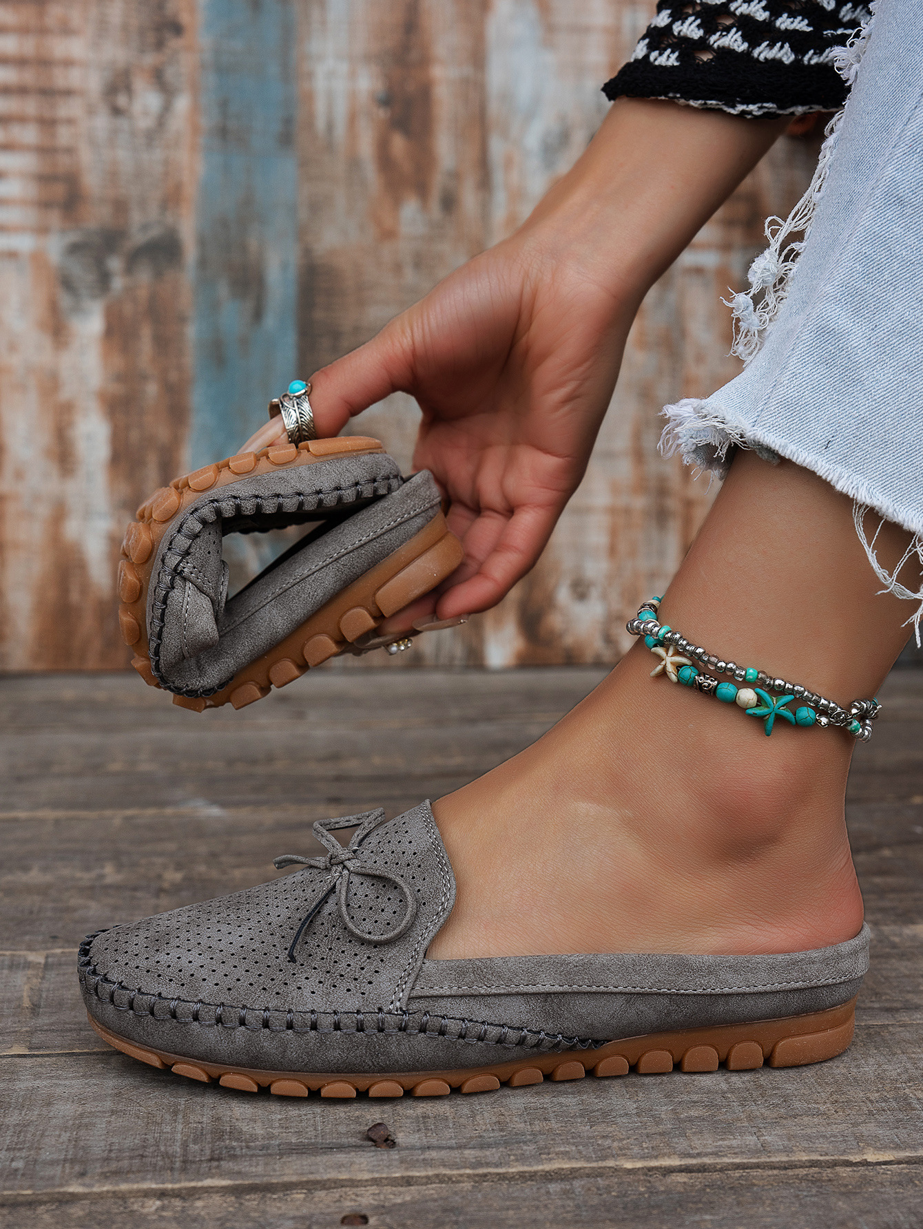 Slip-On Flat Loafers &ndash; side view Pink