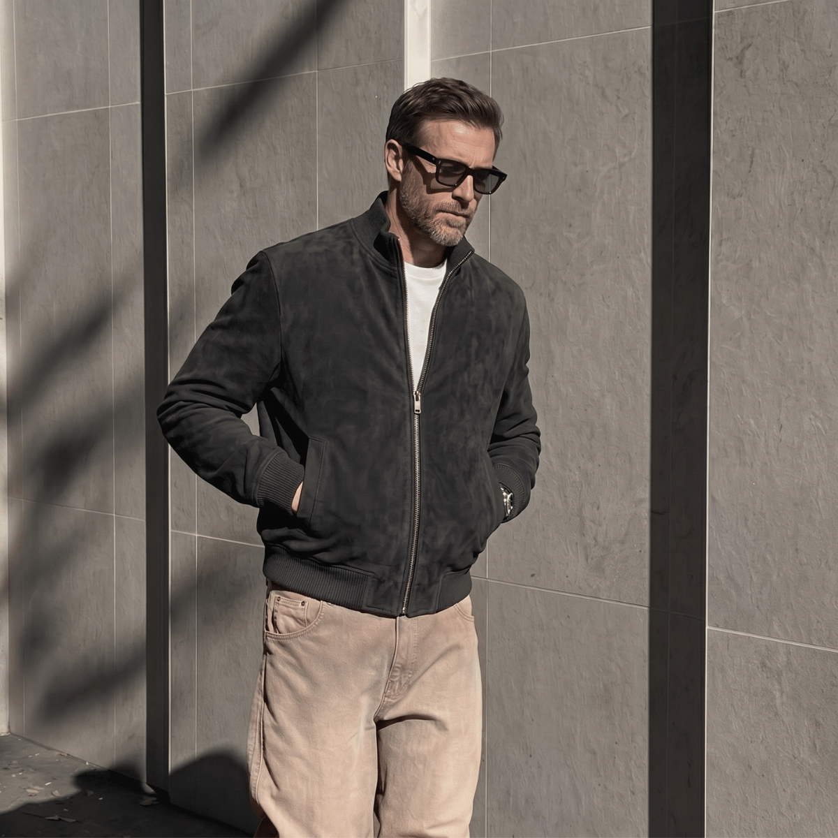 Men's Suede Jacket with Zipper