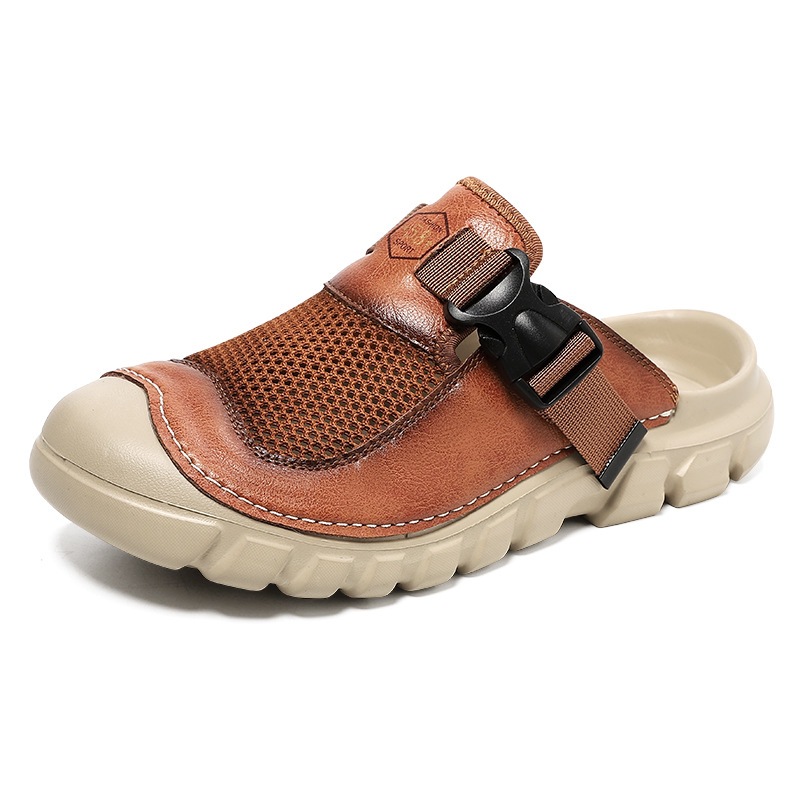 Men's Leather-Paneled Sandals