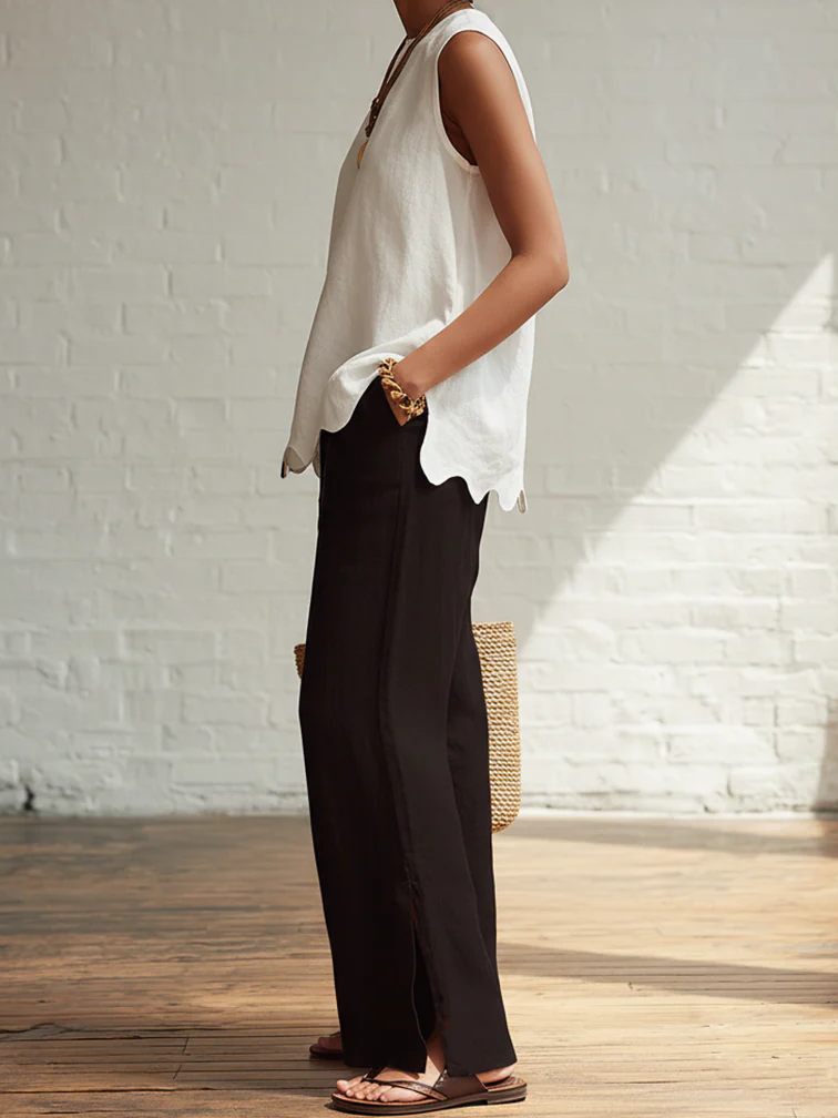 Elegant Minimalist Wavy Hem Shirt 